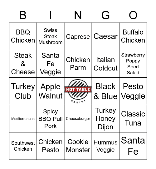 National Bingo w Hot Table Bingo Card