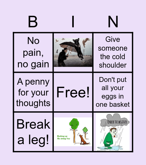 Idioms Bingo Card