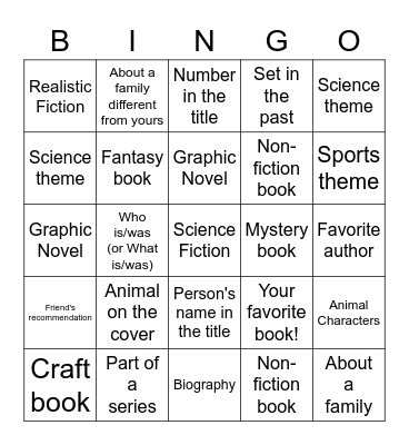 Grades 4-8 Kids Summer Reading Bingo Card