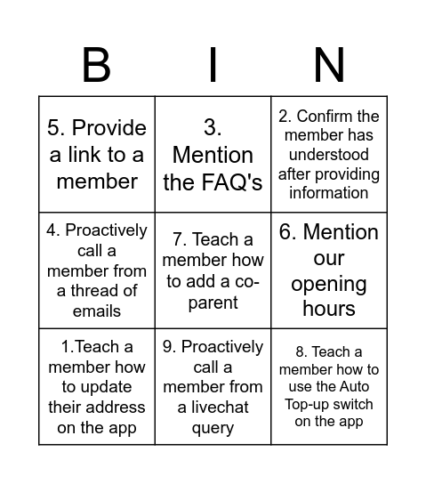 Make it easy for me - gofocus Bingo! Bingo Card