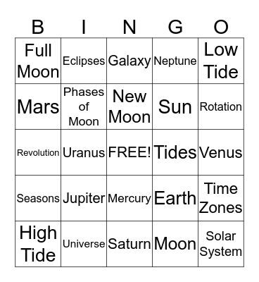 Space Review Bingo Card