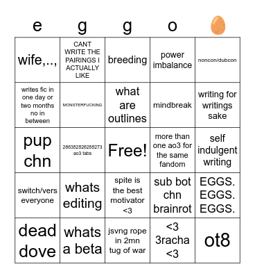 eggo Bingo Card