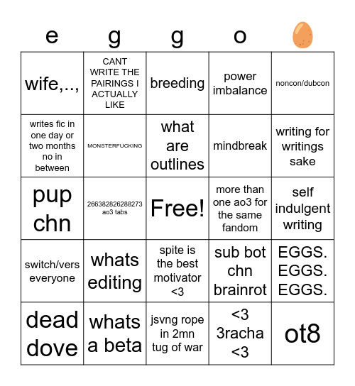 eggo Bingo Card