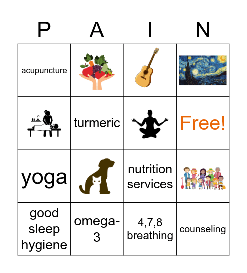 Integrative Pain Management Bingo Card