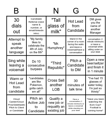 BD Bingo Card
