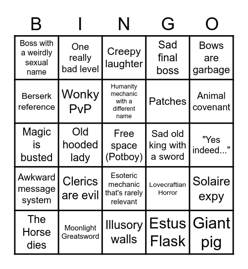 Elden Ring Bingo Card
