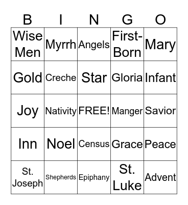 CHRISTMAS BINGO Card