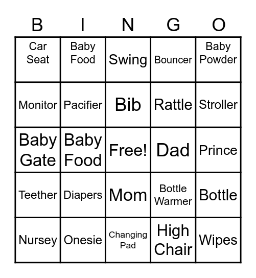 Fresh Prince Bingo Card