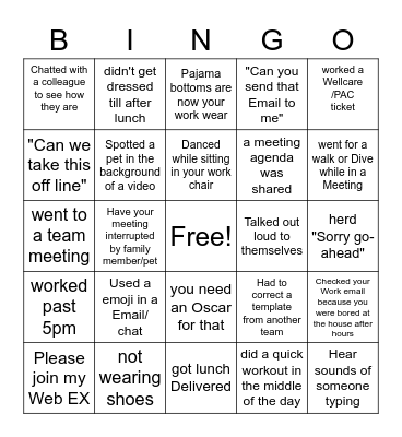 CCX Remote  Bingo Card