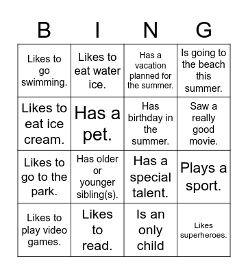 Get To Know You Bingo Card