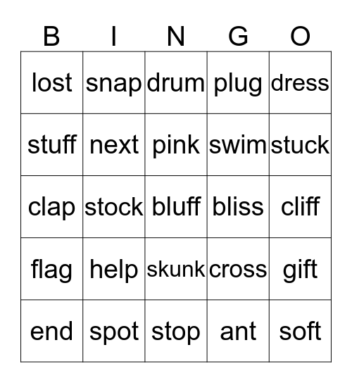 Synthetic Phonics- Unit 1                                              Blue Bingo Card