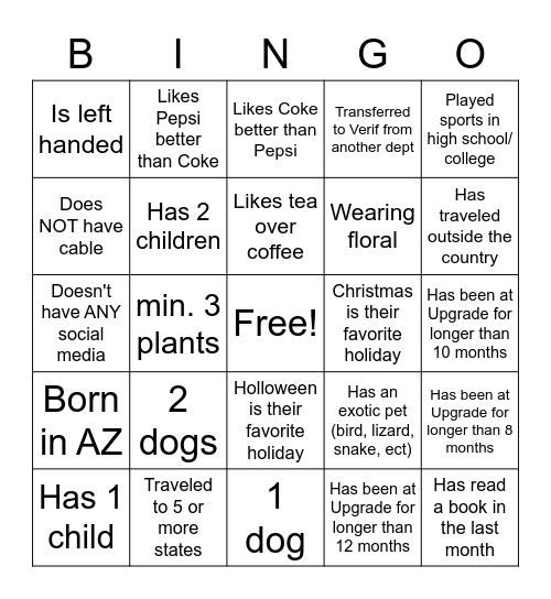 RTO M&G Bingo Card