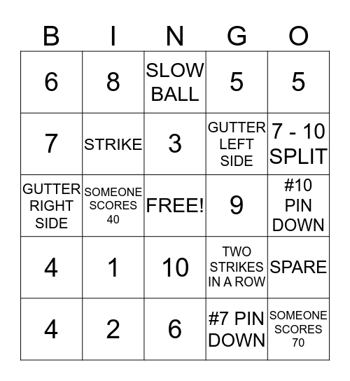 BOWLING BINGO Card