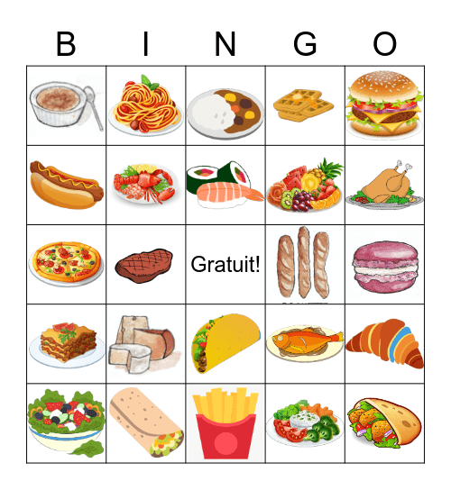 La Nourriture! Bingo Card