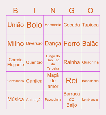 São João da Terceira Bingo Card