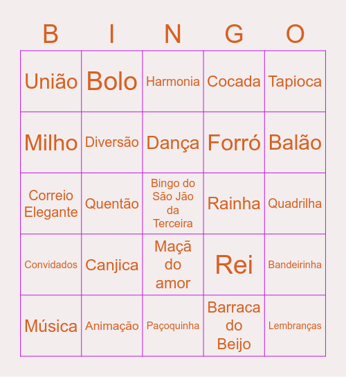 São João da Terceira Bingo Card