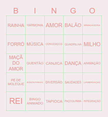 BINGO DO SÃO JOÃO DA TERCEIRA Bingo Card