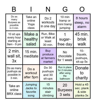 BRX Fitness Bingo Card 2 Bingo Card