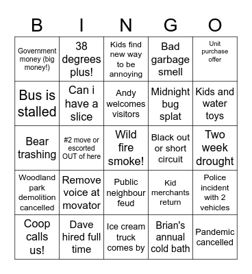 Brian's Bingo Card