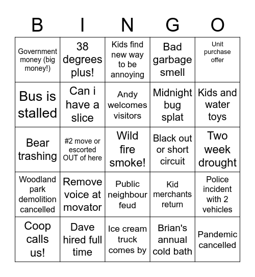 Brian's Bingo Card