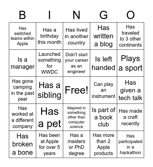 WAMP Commerce Eng Bingo Card