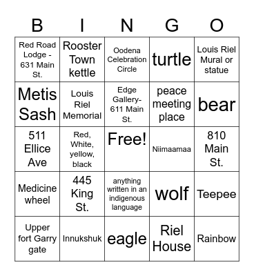 Streetreach Bingo Card