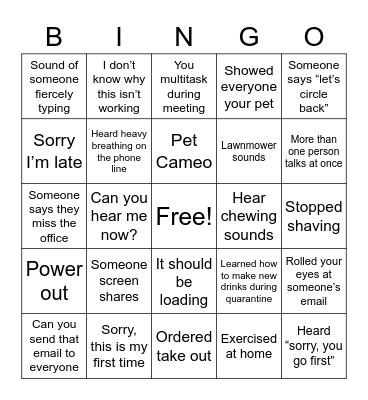 WFH 2 Bingo Card