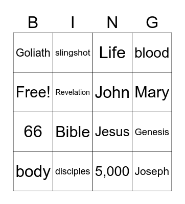 Vacation Bible School Bingo Card