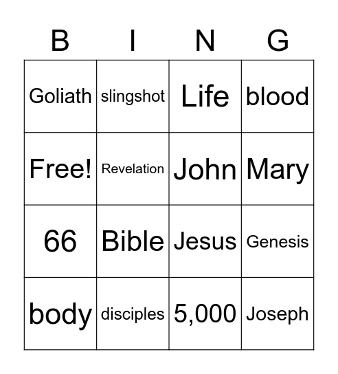 Vacation Bible School Bingo Card