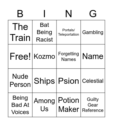 BackYard Bingo Card