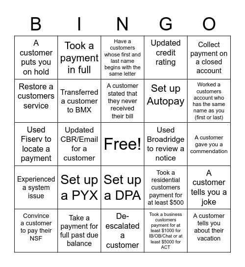 Untitled Bingo Card