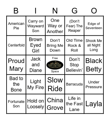 K Pub Classic Rock Bingo! Bingo Card