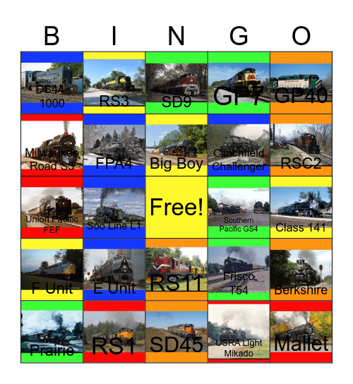 Steam and Diesel in the 1990's-2020's Bingo Card