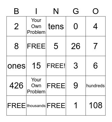 Whole Number Place Value BINGO! Bingo Card