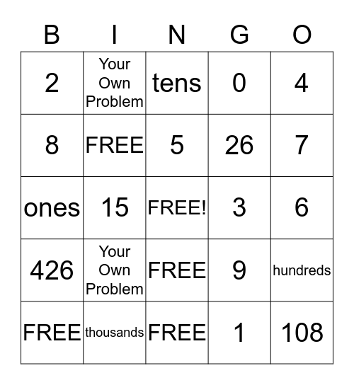 Whole Number Place Value BINGO! Bingo Card