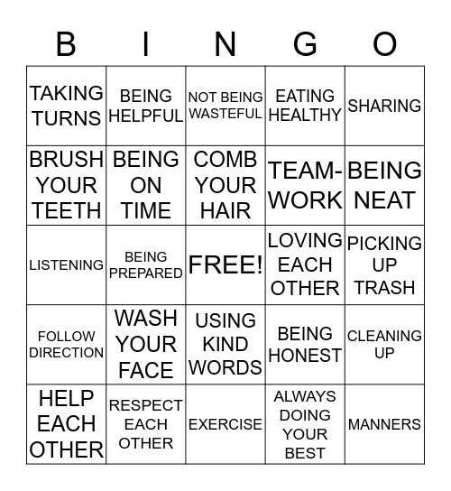 DAISY BINGO- RESPECTING YOURSELF AND OTHERS Bingo Card