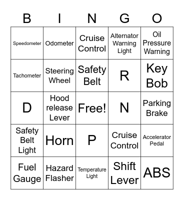 Road Safety  Bingo Card