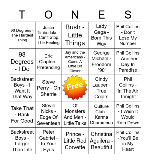 Game Of Tones 6/29/21 Game 6 Bingo Card