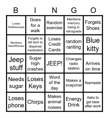 DR. Hlad Bingo Card