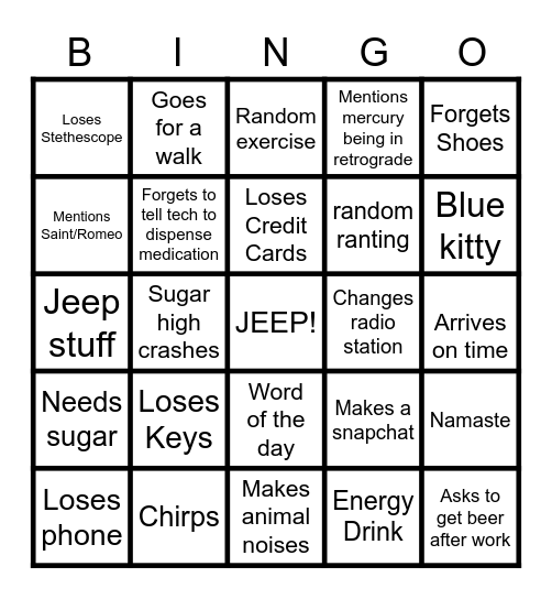 DR. Hlad Bingo Card