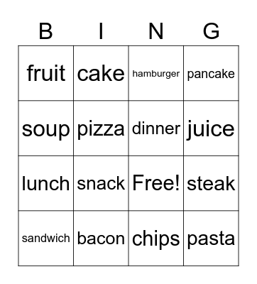 MEALS Bingo Card