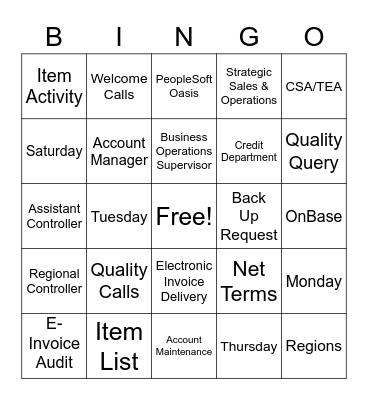 Aerotek Bingo Card