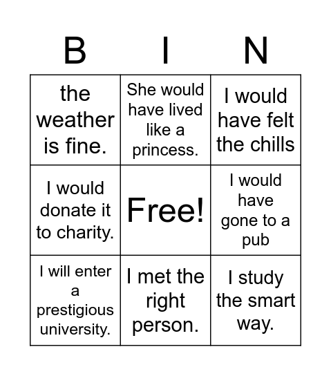 If Clauses Bingo Card