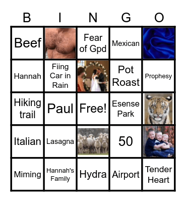 Paul & Hannah Bingo Card