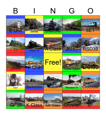 World Class Trains Bingo Card