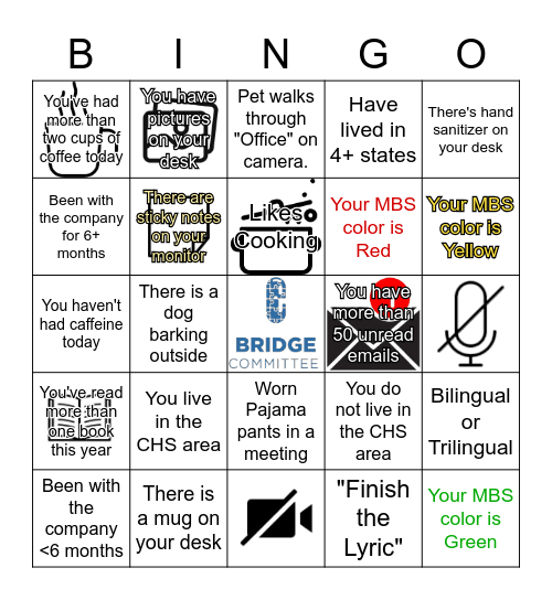 BRIDGE Committee Bingo Card
