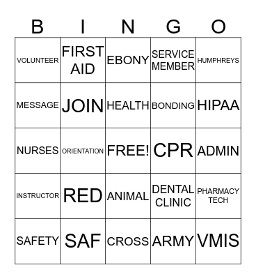 RED CROSS Bingo Card