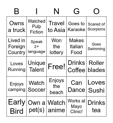 Diversity BINGO Card