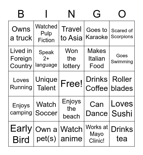 Diversity BINGO Card