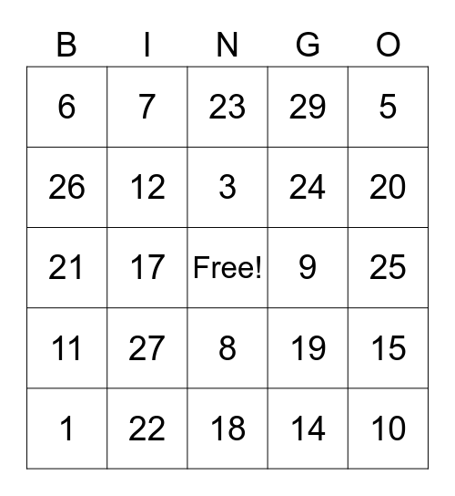 Teste Live Bingo Card